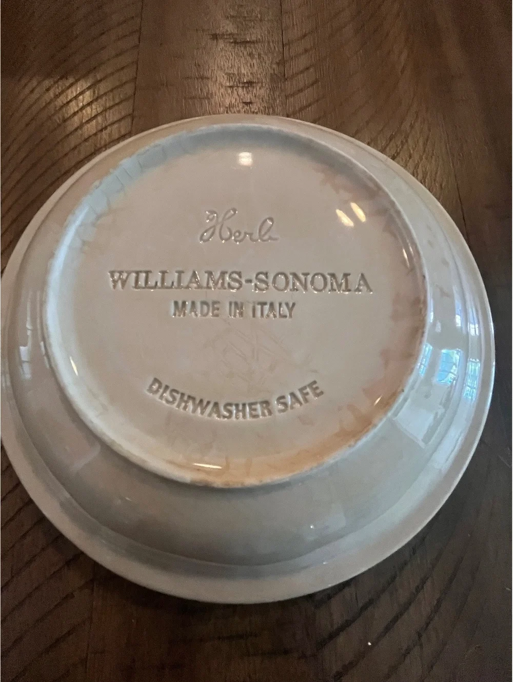 Williams-Sonoma Herb 9” Pasta Bowls Set of 3 Embossed Botanical Made in Italy